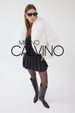 Lopez Special Design Hacimli Dokulu Fur Jacket - White - Milano Calvino image 5