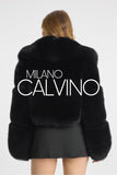 Lopez Special Design Hacimli Dokulu Fur Jacket - Black - Milano Calvino image 6