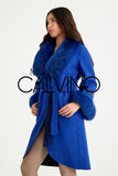 Fur Trimmed Alpaca Coat & Coat ( Blue ) - Milano Calvino image 6