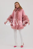 Fur Trimmed Cashmere Poncho - Pink - Milano Calvino image 5