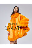 Fur Trimmed Cashmere Poncho - Kavun İçi - Milano Calvino image 5