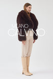 Lopez Special Design Hacimli Dokulu Fur Jacket - Chocolate - Milano Calvino image 6