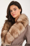 Sultan Fur Trimmed Alpaca Coat ( Latte Beige) - Milano Calvino