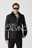 Erkek Klasik Jacket — Curly Post Collarlı, Çıkarılabilir - Black - Milano Calvino image 6
