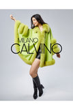 Fur Trimmed Cashmere Poncho - Pistachio Green - Milano Calvino image 4