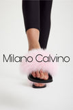 Fur Trimmed Slipper - Pink - Milano Calvino