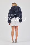 Hooded Fur Jacket Kolları Çıkarılabilir - Storm Blue - Milano Calvino image 7