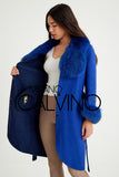 Fur Trimmed Alpaca Coat & Coat ( Blue ) - Milano Calvino image 2
