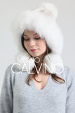 Noelle Knitted Fur Trimmed Luxury Beanie – Çift Ponponlu TaYellowm - White - Milano Calvino image 4