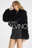 Lopez Special Design Hacimli Dokulu Fur Jacket - Black - Milano Calvino image 3