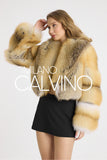 Lopez Special Design Hacimli Dokulu Fur Jacket - Gold - Milano Calvino image 8