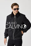 Erkek Bomber Jacket — Curly Post Collarlı, Çıkarılabilir - Black - Milano Calvino image 7