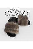 Twin Fur Slipper Mink - Grey - Milano Calvino