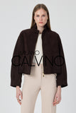 Genuine Suede Leather Zipped Jacket – Acı Kahve - Dark Brown - Milano Calvino