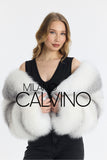 Lopez Special Design Hacimli Dokulu Fur Jacket - Silver - Milano Calvino image 7