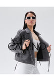 Women’s Genuine Leather Jacket Jacket - Grey - Milano Calvino image 3
