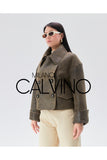 Women’s Oversize Genuine Leather Jacket Jacket - Camel - Milano Calvino image 3
