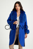 Fur Trimmed Alpaca Coat & Coat ( Blue ) - Milano Calvino image 5