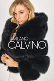 Hooded Fur Jacket Kolları Çıkarılabilir - Black - Milano Calvino