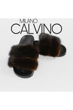 Twin Fur Slipper Mink - Brown - Milano Calvino
