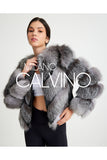 Women’s V Form Zipped Convertible Fur Jacket (Can Be Worn as a Vest) - Silver - Milano Calvino image 4