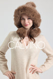 Noelle Knitted Fur Trimmed Luxury Beanie – Çift Ponponlu TaYellowm - Sütlü Kahve - Milano Calvino image 6