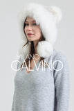 Noelle Knitted Fur Trimmed Luxury Beanie – Çift Ponponlu TaYellowm - White - Milano Calvino image 6