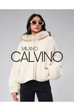 Fur Hooded Jacket Alcantara Kumaş - Beige - Milano Calvino image 2