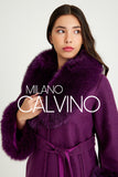 Fur Trimmed Alpaca Coat & Coat ( Plum ) - Milano Calvino image 6