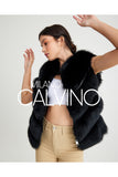 Women’s V Form Zipped Convertible Fur Jacket (Can Be Worn as a Vest) - Black - Milano Calvino image 5