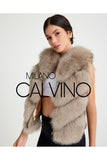Women’s V Form Zipped Convertible Fur Jacket (Can Be Worn as a Vest) - Beige - Milano Calvino image 8