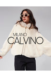 Fur Hooded Jacket Alcantara Kumaş - Beige - Milano Calvino image 4