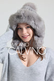 Noelle Knitted Fur Trimmed Luxury Beanie – Çift Ponponlu TaYellowm - Grey - Milano Calvino image 5