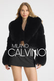Lopez Special Design Hacimli Dokulu Fur Jacket - Black - Milano Calvino image 4