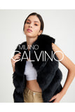 Women’s V Form Zipped Convertible Fur Jacket (Can Be Worn as a Vest) - Black - Milano Calvino image 3
