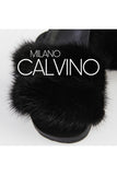 Twin Fur Slipper Mink - Black - Milano Calvino image 3