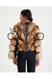 Women’s V Form Zipped Convertible Fur Jacket (Can Be Worn as a Vest) - Gold - Milano Calvino image 4