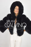 Hooded Fur Jacket Kolları Çıkarılabilir - Black - Milano Calvino image 2