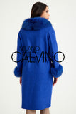Fur Trimmed Alpaca Coat & Coat ( Blue ) - Milano Calvino image 3