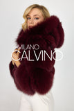 Hooded Fur Jacket Kolları Çıkarılabilir - Bordeaux - Milano Calvino image 6