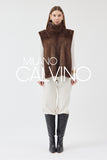 Yüksek Collar Luxury Fur Cape Vest – Mink Brown - Milano Calvino image 7