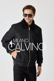 Erkek Bomber Jacket — Curly Post Collarlı, Çıkarılabilir - Black - Milano Calvino