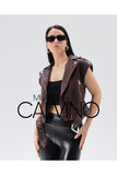 Düşük Omuz Genuine Leather Jacket Alacalı Red - Milano Calvino image 8