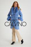 Alpaca Yün Kumaş Fur Trimmed Women’s Coat (BEBE Blue) - Bebe Bluesi - Milano Calvino image 5