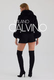 Fur Trimmed Alcantara Short Jacket - Black - Milano Calvino image 5