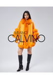 Fur Trimmed Cashmere Poncho - Kavun İçi - Milano Calvino
