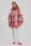 Fur Trimmed Cashmere Poncho - Pink - Milano Calvino image 3