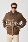 Erkek Bomber Jacket — Curly Post Collarlı, Çıkarılabilir - Hazel Brown - Milano Calvino image 4