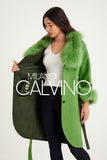 Fur Trimmed Alpaca Coat & Coat ( Açık Green ) - Light Green - Milano Calvino image 7