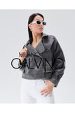 Women’s Genuine Leather Jacket Jacket - Grey - Milano Calvino